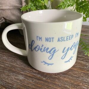'I'm Not Asleep I'm Doing Yoga' Target Threshold Coffee Mug Speckled Blue Cream